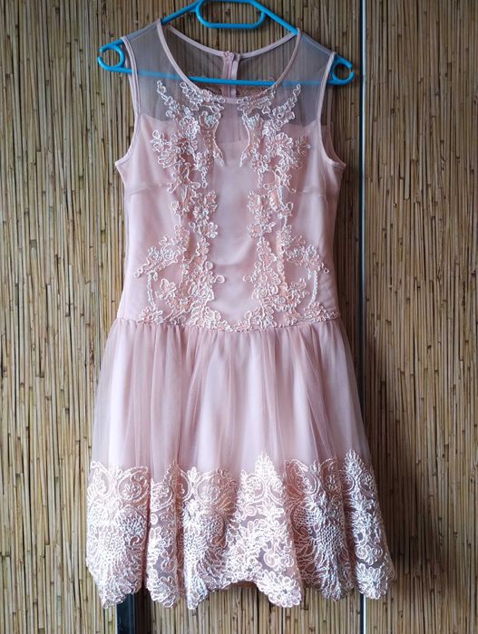 Rochie Nude-roz pal ocazie Brodată