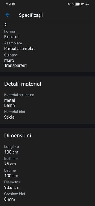 Vând Masa de sticla