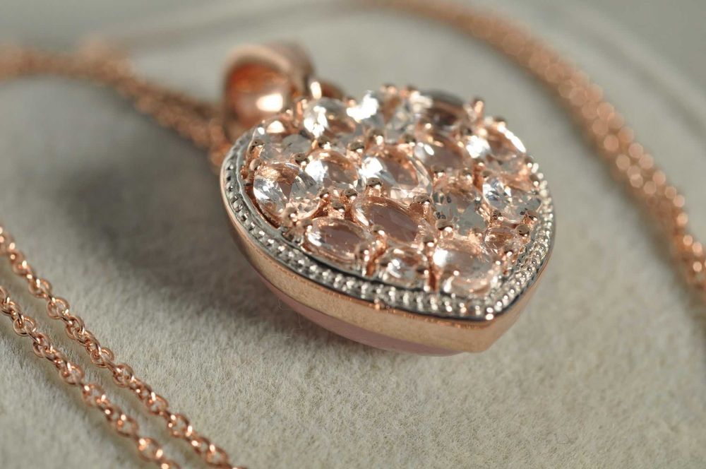 Pandantiv Argint placat Aur roz, Calcedonie 10.40 ct si Morganite