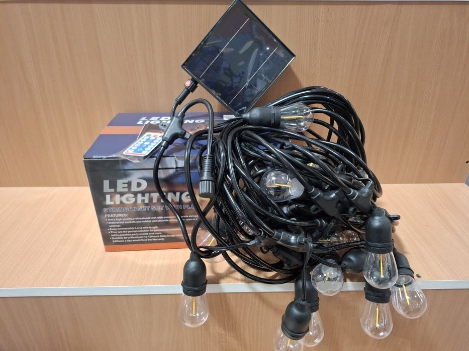Ghirlandă luminoasă cu becuri LED solară 20 metrii