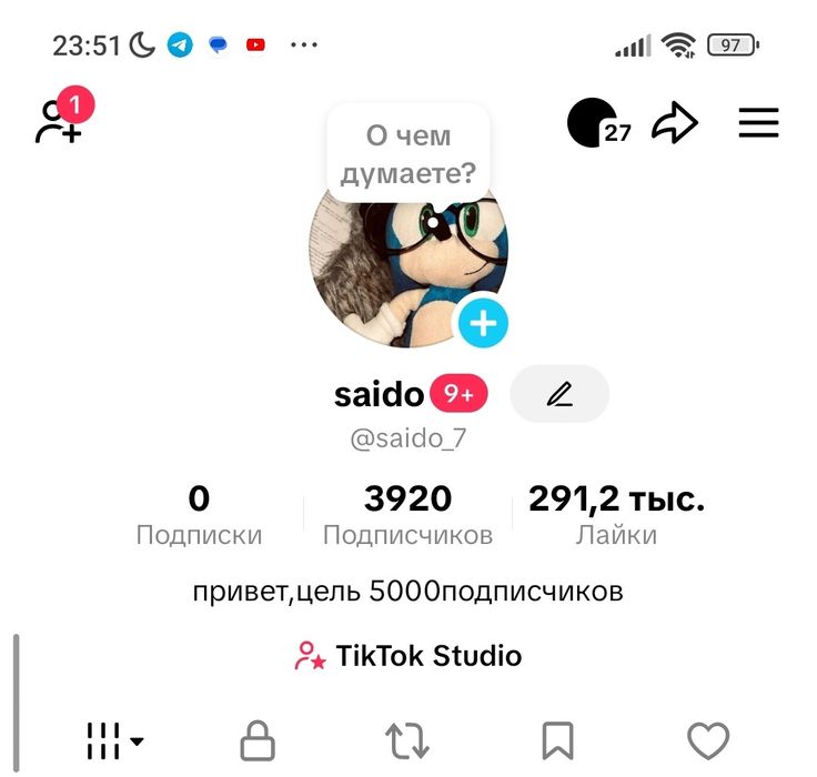 Продам тикток аккаунт эфир лайф студио есть