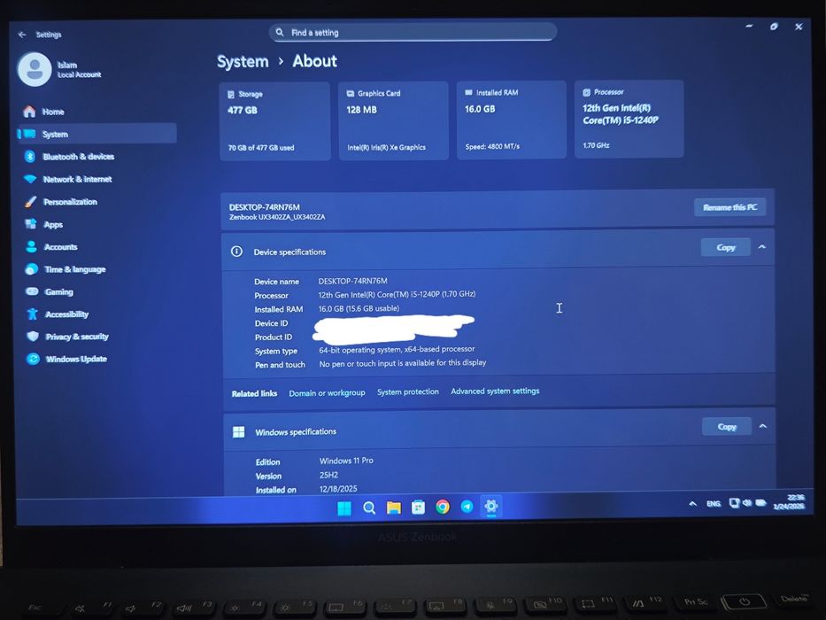 Ноутбук Asus zenbook 14 oled