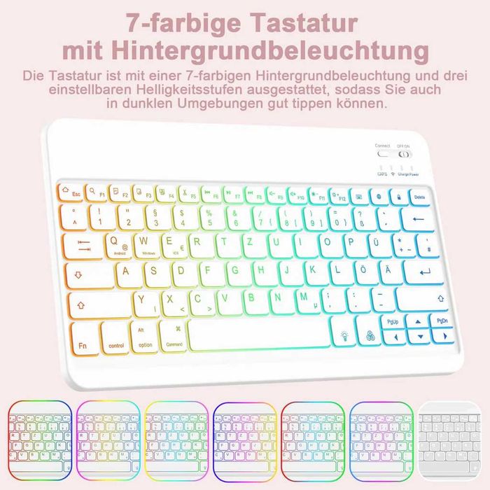 Husă tastatură iluminată Samsung Galaxy Tab S9 Plus 12.4 2023,QWERTZ