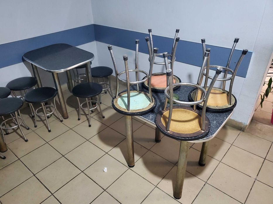 Masa si Scaune Pentru Bar, Set de 8, Scaun cu Picioare Inox