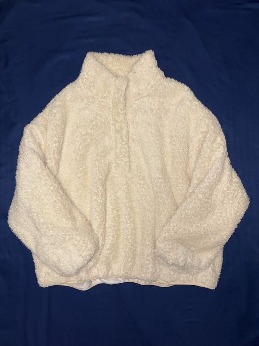 Hanorac polar pufos si calduros alb H&M marime XL, nou cu eticheta