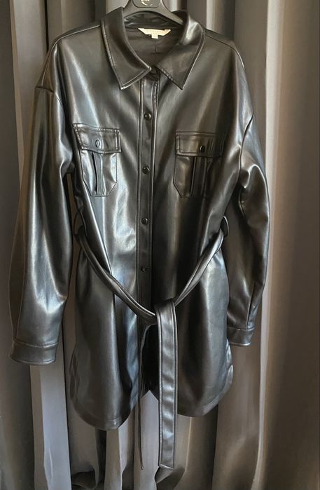 Черно кожено сако/риза   с колан