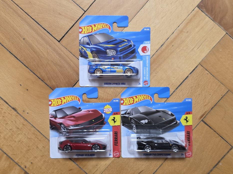 Hot Wheels колички - Ferrari, Subaru