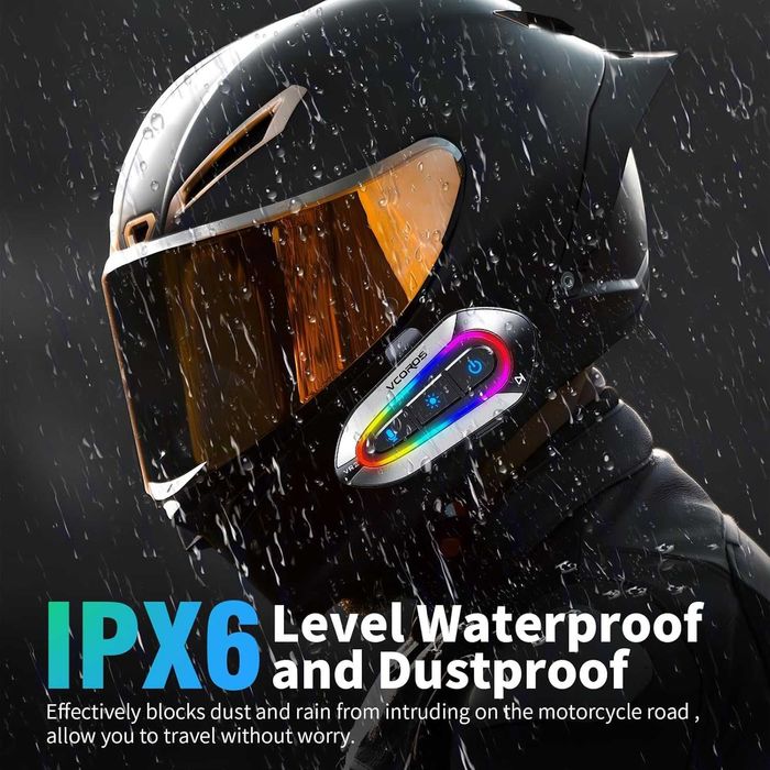 Слушалки за мотоциклетна каска VCOROS VR2 с 16-цветни RGB светлини