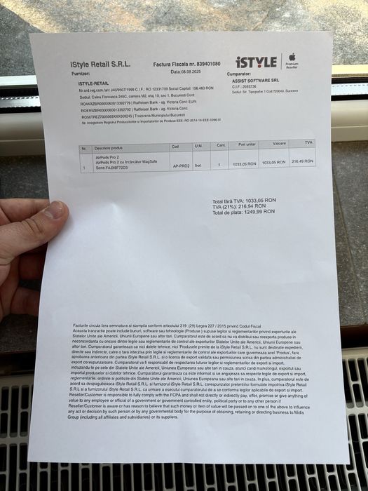 AirPods Pro 2 USB-C originale, SIGILATE, factura + garantie Apple 2027