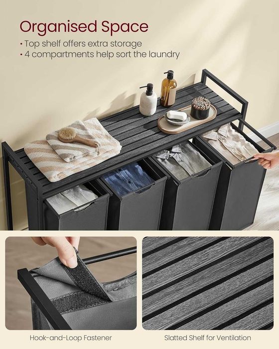 Органайзер за баня в сиво - с четири контейнера