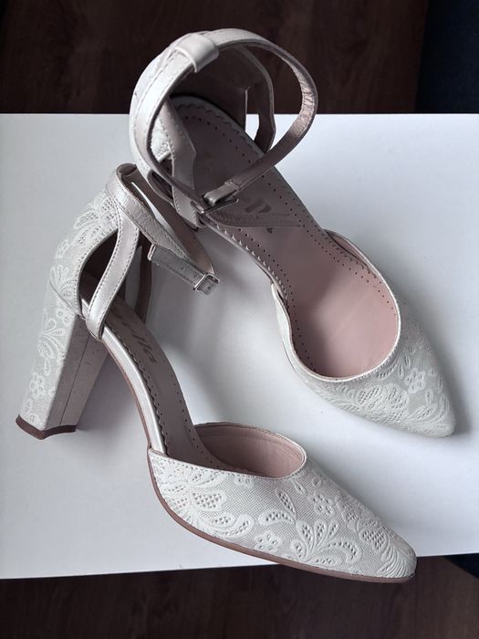 Pantofi de mireasă/ de ocazie din piele cu toc 8 cm