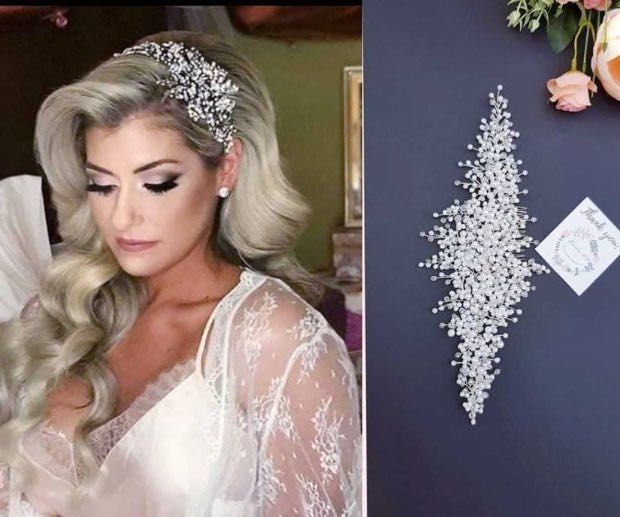 Diadema Par și cercei făcuți la comanda din perle Poșeta perle Eșarfa