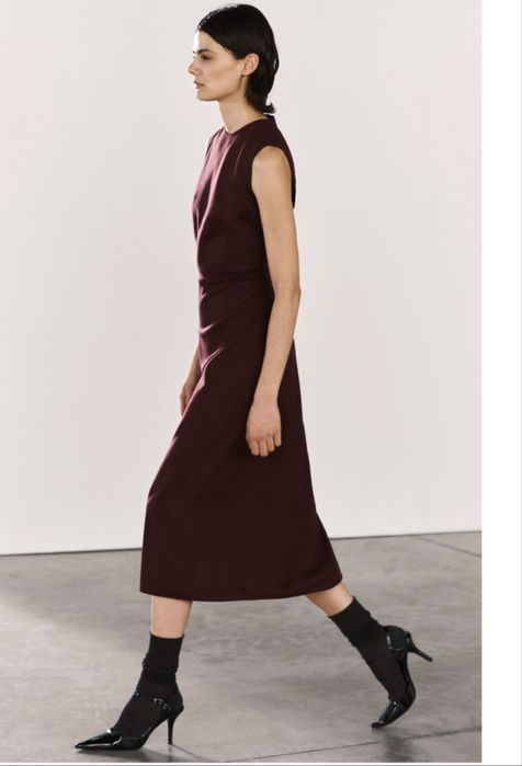 Rochie noua, visinie, din lana,  XS, midi, ZARA