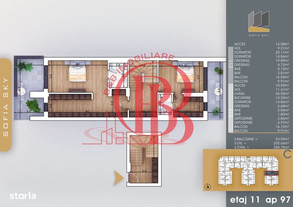 Duplex 4 camere 3 dormitoare cu baie proprie | Bloc Finalizat langa Me