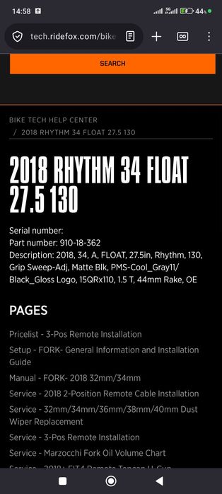 Furca Fox Float 34 Rhythm ,  27.5, 130mm,  boost