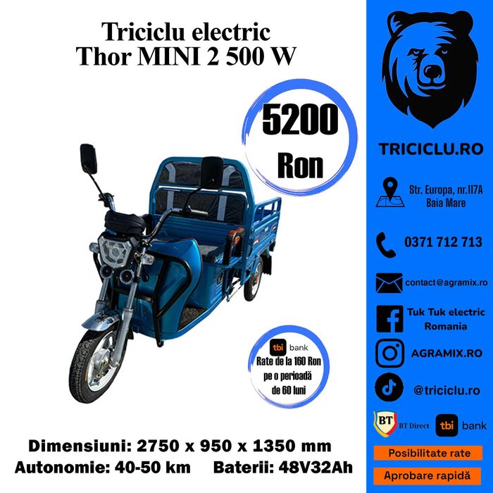 Fara permis triciclu electric Mini 2 TRANSPORT GRATUIT