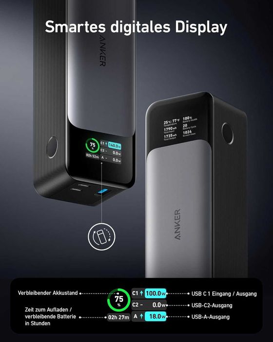 Портативна батерия Anker PowerCore 737, 24000 mAh