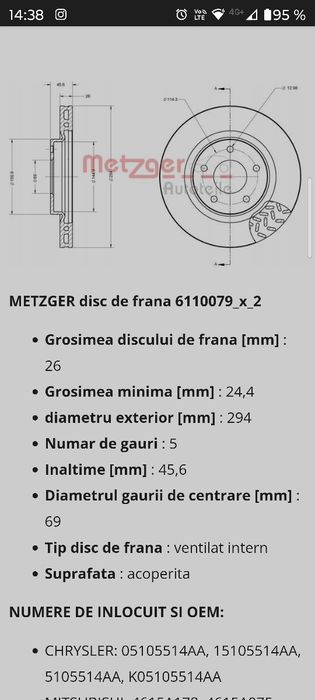 Discuri de frana Metzger 6110079