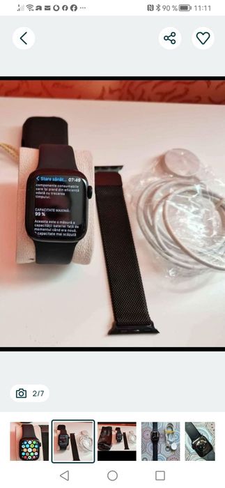 smartwatch Apple seria 7 cu o baterie impecabilă de 99%.
