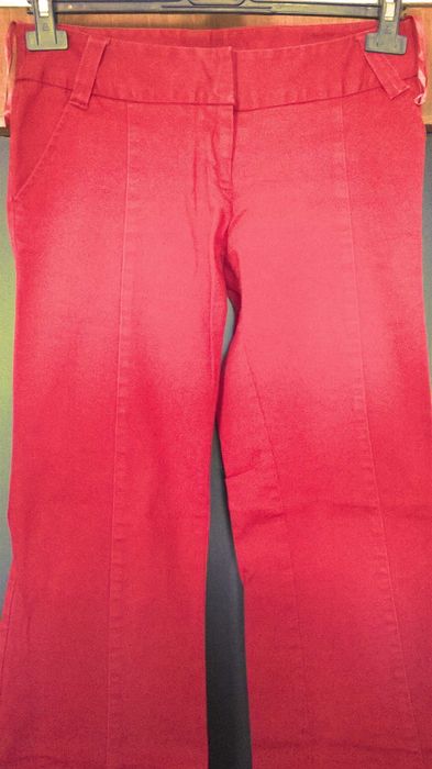 Pantaloni Retro haiosi rosii evazati talie joasa buzunare elastici