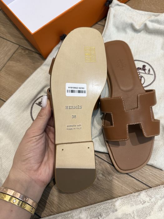 Тапочки Hermes натуральная кожа