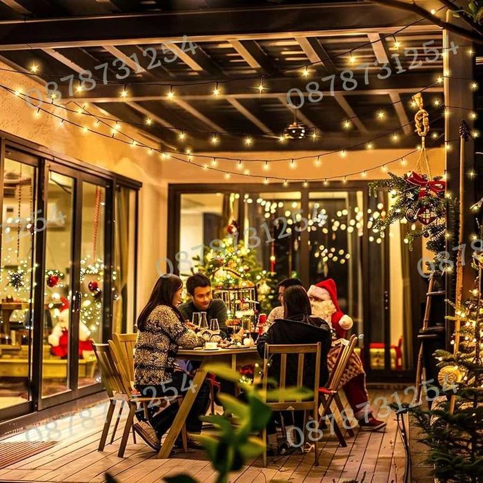 Верига 50м с 250бр светещи коледни лампички 3 цвята 8 режима светене