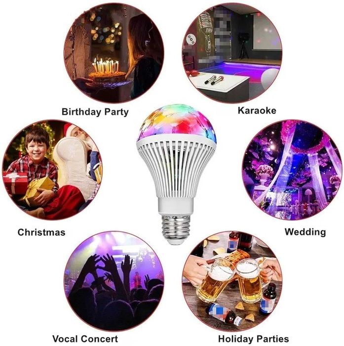 Bec LED RGB E27 efecte Disco cap rotativ 3W pentru karaoke petreceri
