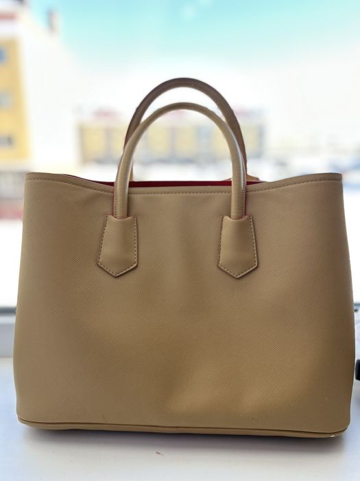 Оригинал Prada Double Bag (Saffiano Cuir) — Caramel/Fuoco