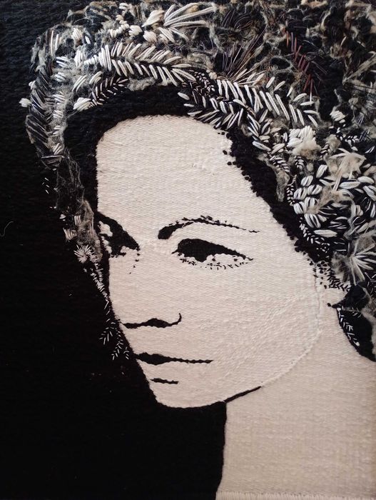 Tablou, autoportret tesut la razboi traditional