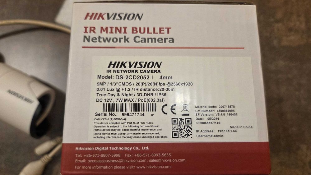 Camera Hikvision IP Mini Bullet, 5MP FHD+, IR 50m, PoE, Folosita