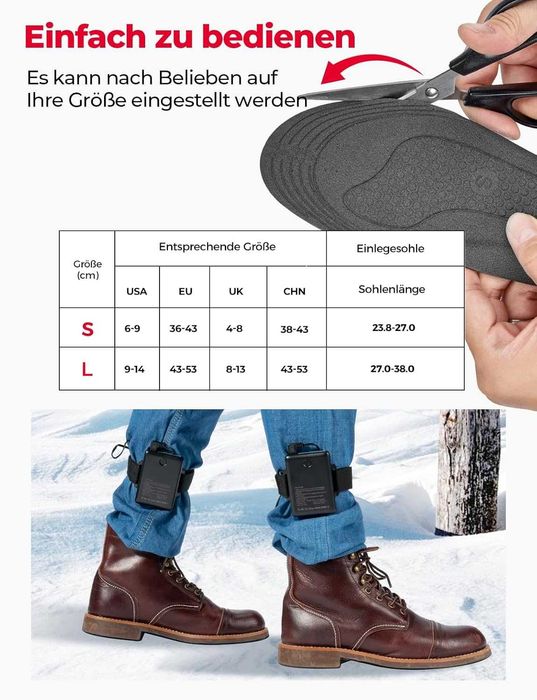 KEMIMOTO Акумулаторни термо стелки с контрол на приложението, 5 V 5000