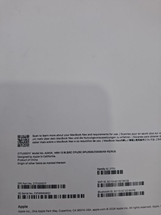 Macbook Neo 8/256 pink 2026