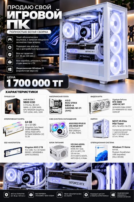 RTX 5080 / Ryzen 7 9800X3D / 64 ГБ RAM. Игровой мощный комп