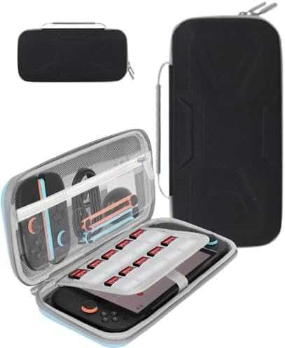 Нов Калъф Nintendo Switch 2 твърд EVA антишок, място Joy-Cons, 10 игри