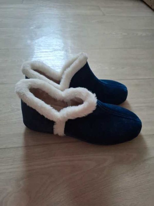 Papuci de casă femei din căptușeală pluș, mocasini calzi – Bej nr 37, Bleumarin nr 38