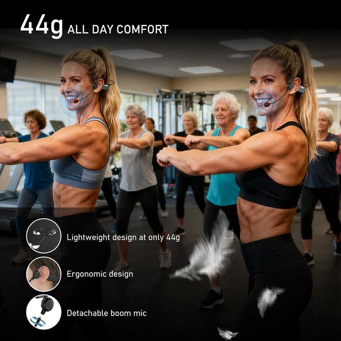 KIMAFUN IP67 Водоустойчив безжичен фитнес микрофон, 2.4G,за двама души