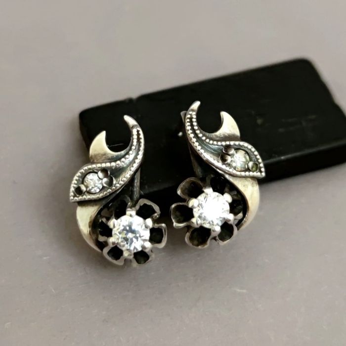 Советские серьги, серебро СССР, звезда