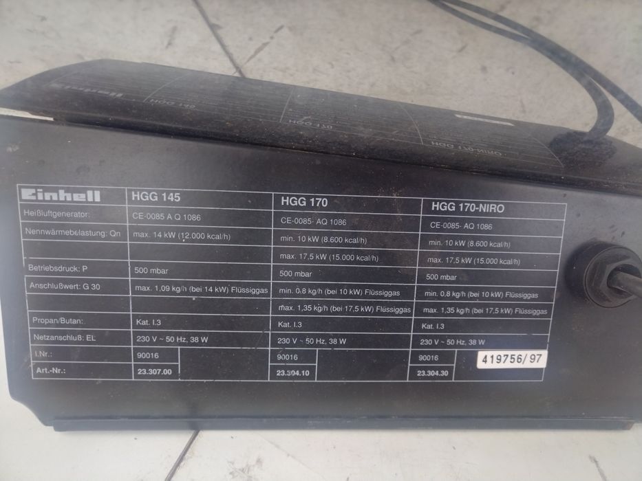 Газов калорифер за отопление EINHELL HGG30 Niro мощност 30kW
Консумаци