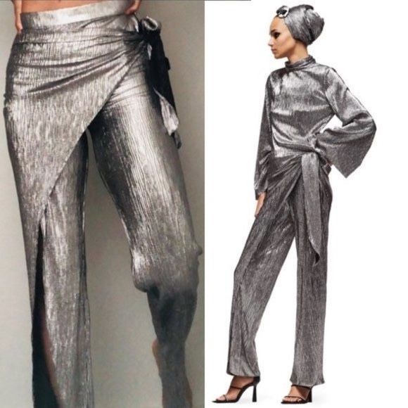 Комплект блуза и панталон с прехлупване ZARA