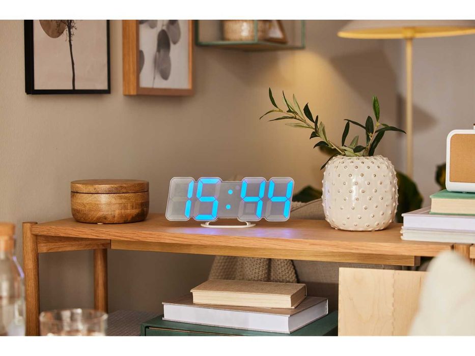 Ceas 3D de perete sau de birou, termometru, cu LED, telecomanda lumini