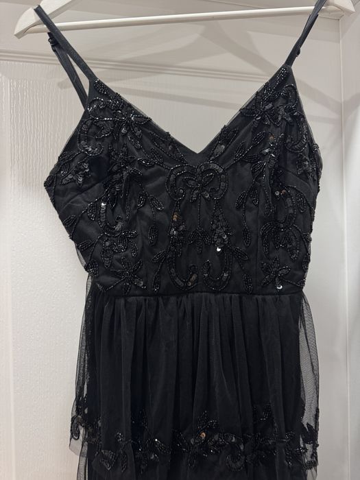 Черна бална рокля с пайети, гетсби стил