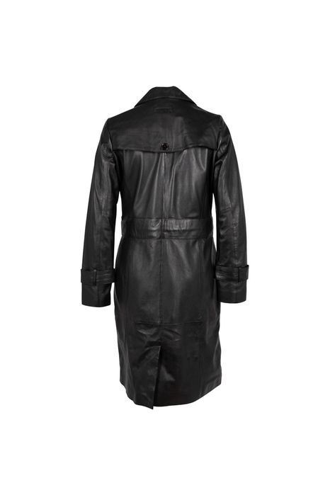 Geaca Lunga de Piele Dama Mauritius Neagra MSWFreydis