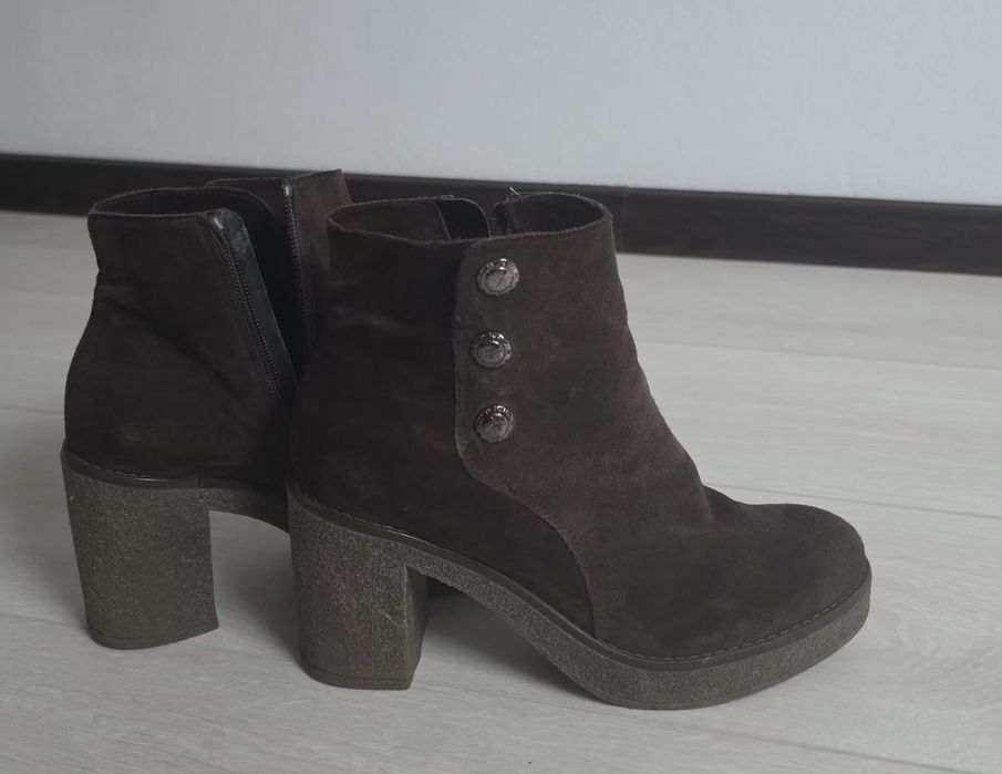 Botine piele naturală întoarsă maro, 36-37