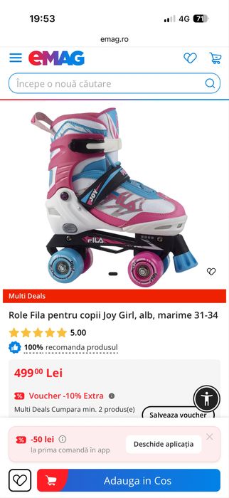 Role FILA pentru copii masura 31-34