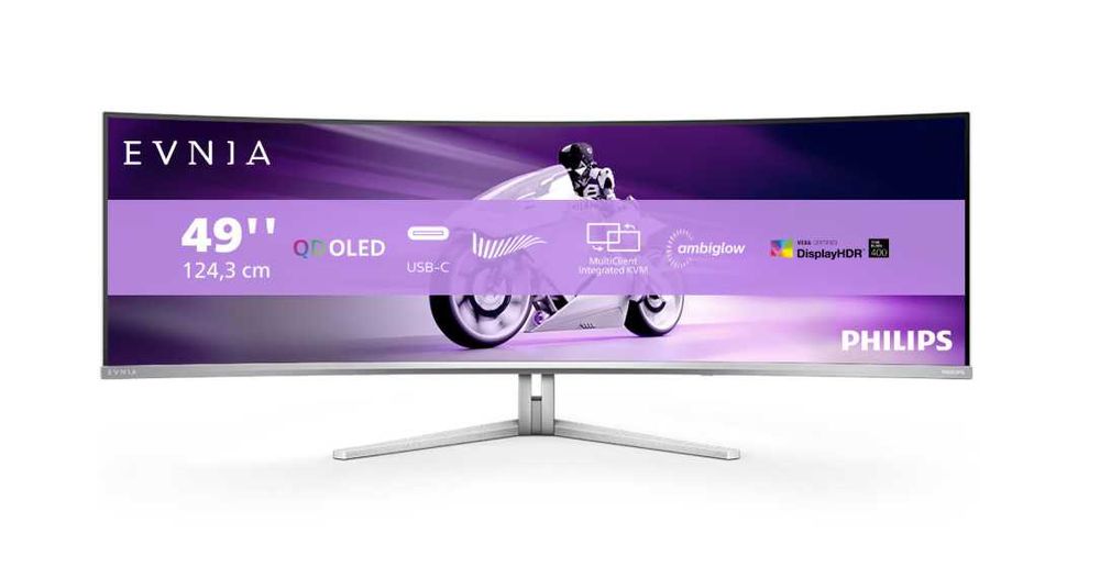 Monitor Gaming Curbat QD-OLED Philips EVNIA 48.9 DualQHD 5120 x 1440, 144Hz 0.03ms AMD FreeSync™ Premium Pro DisplayHDR™ TrueBlack 400