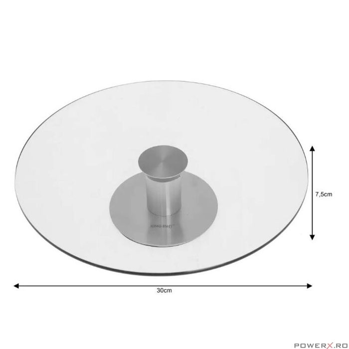 Platou pentru tort, din sticla cu picior metalic, 30 cm, Kinghoff