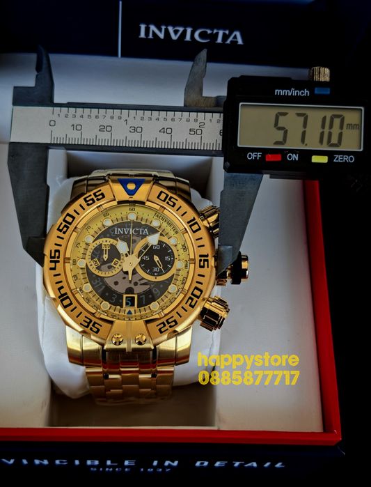 INVICTA Foxhound full metal Gold 57 mm, Инвикта нов ръчен часовник