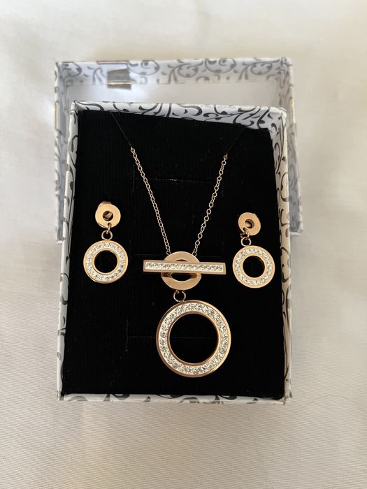 Комплект колие с обеци стомана НОВ