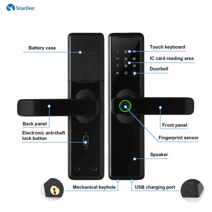Умный замок автономный биометрический Tuya WiFi, Smart lock WiFi Tuya