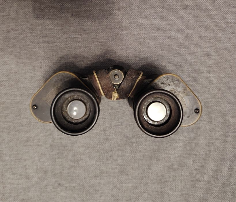 Binoclu militar Carl Zeiss Jena WW1, cu toc original din piele și reticul – de colecție